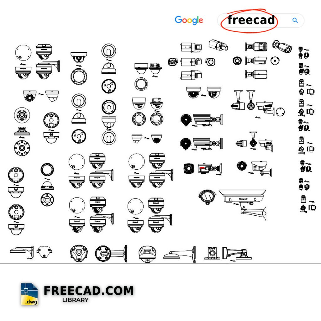 Security Camera DWG Blocks Library in CAD for Architects. Drawing