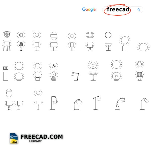 Table Lamps DWG Drawing free in AutoCAD