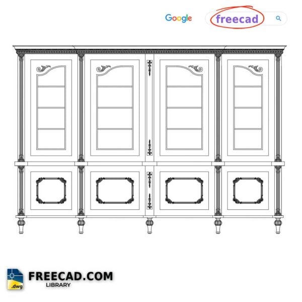 French style wardrobe 2D CAD block