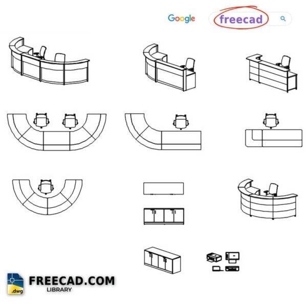 Reception Desks in 2D DWG file Download Library AutoCAD Free