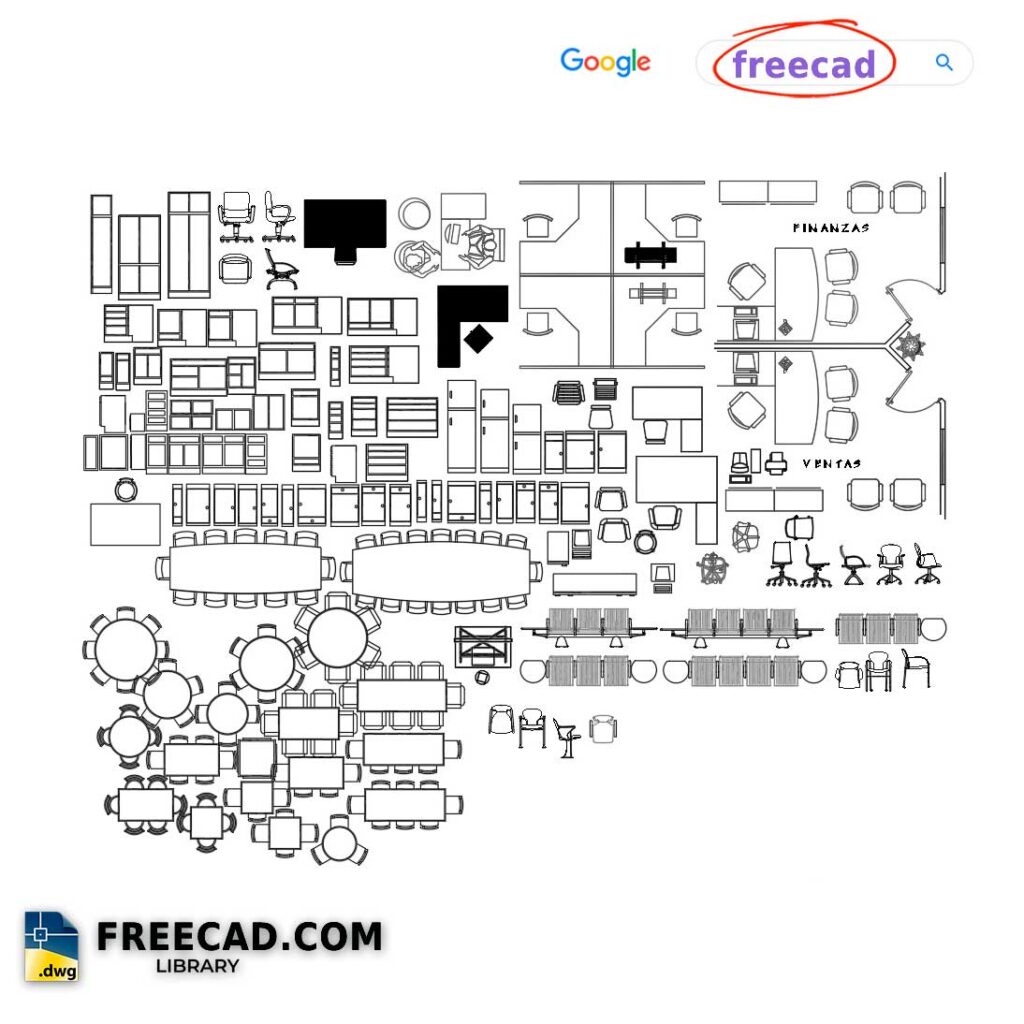 Office Furniture CAD Blocks Free download for your projects. FreeCAD.