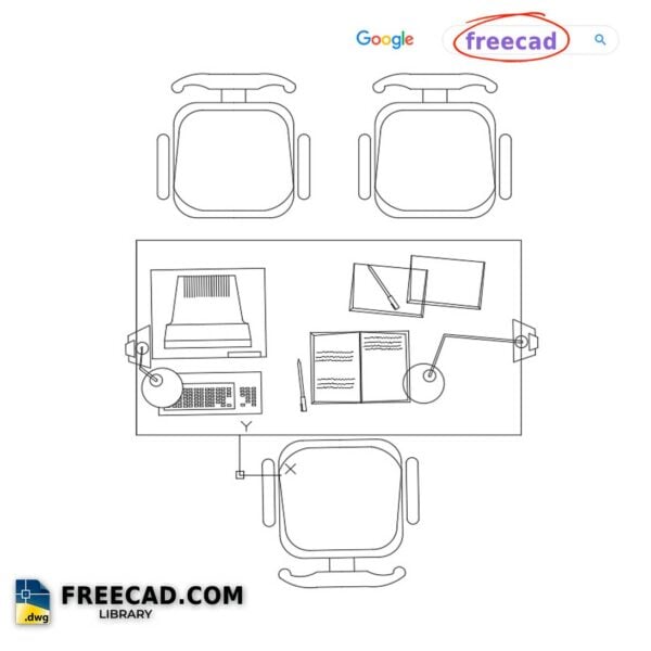 Office furniture 2D CAD block
